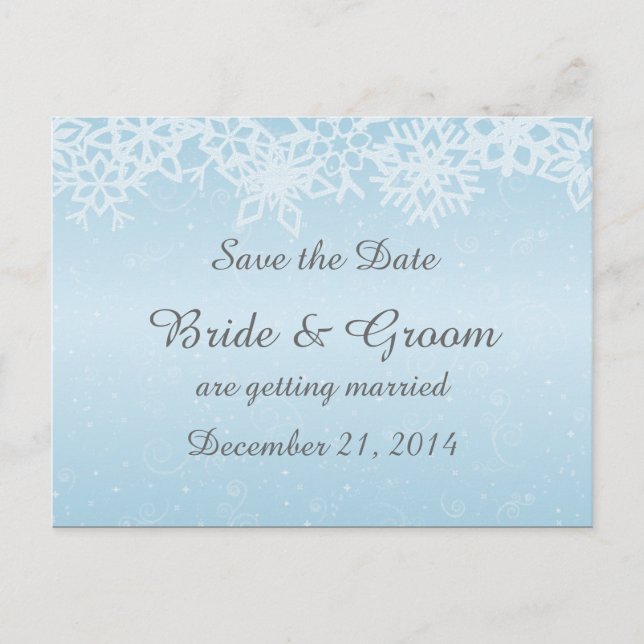 Postale Faire-part Snowflakes d'hiver Enregistrer la date Carte posta (Devant)