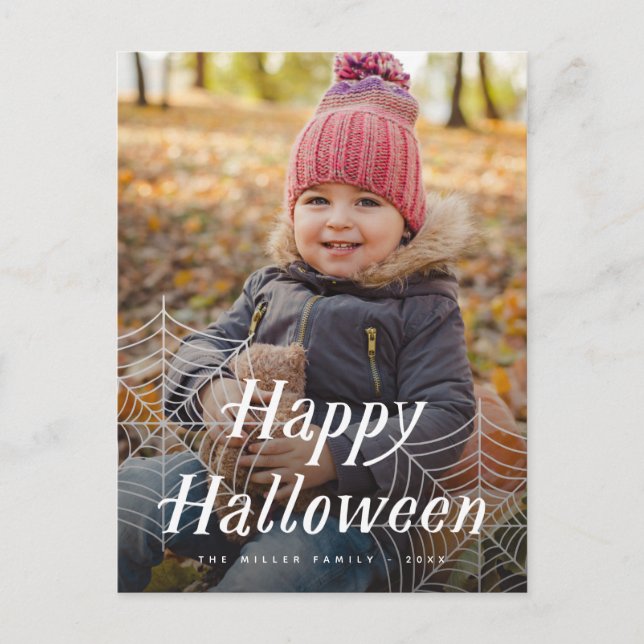 Postale Faire-part Spider Web Happy Halloween Carte photo (Devant)