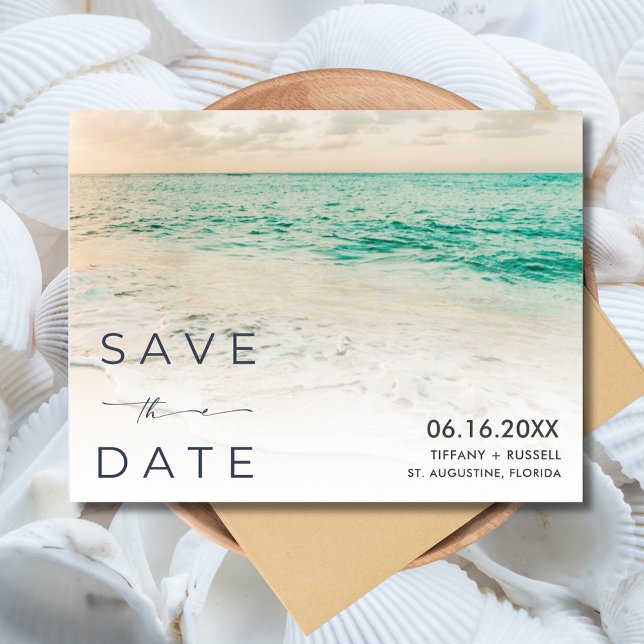 Postale Faire-part Sunset Beach Wedding Enregistrer la date Carte pos (Sunset Beach Wedding Save the Date Postcard)