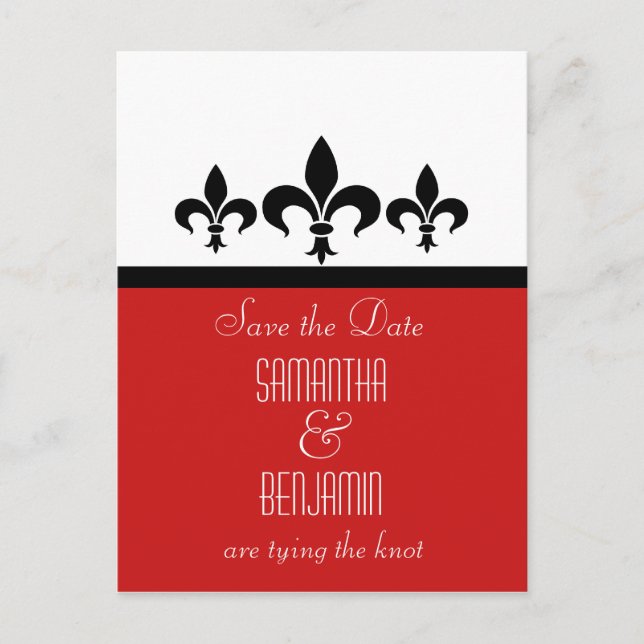 Postale Faire-part Swanky Fleur De Lis Enregistrer la date Carte post (Devant)