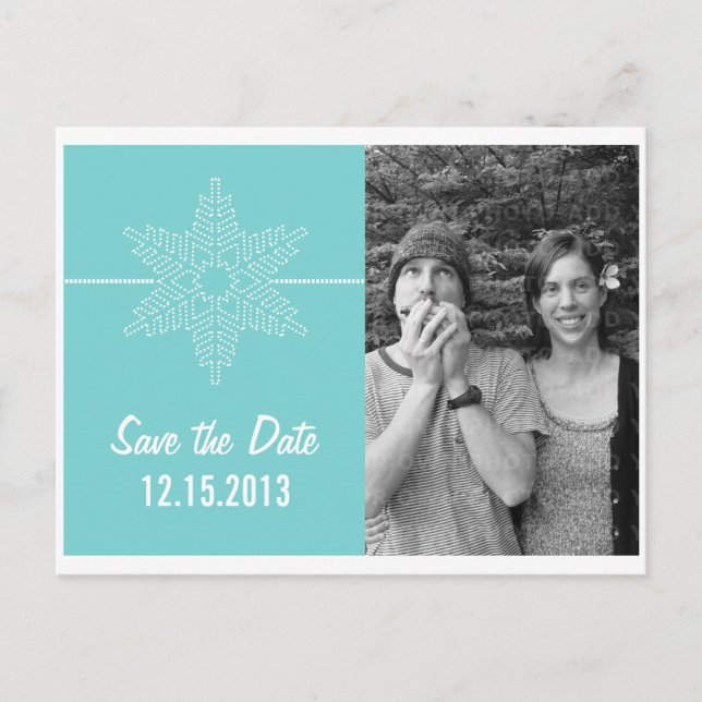 Postale Faire-part Sweet Snowflake Enregistrer la date Carte postale, (Devant)