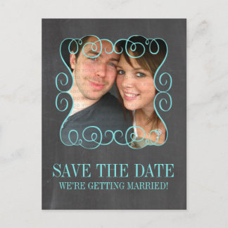 Postale Faire-part Swirls Chalkboard Photo Enregistrer la date Carte