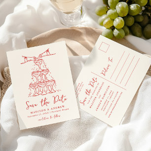 Postale Faire-part Tour de champagne fantaisiste rouge, carte d'annon