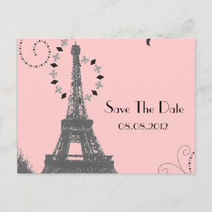 Postale Faire-part Tour Eiffel vintage Paris mariage carte de réserva