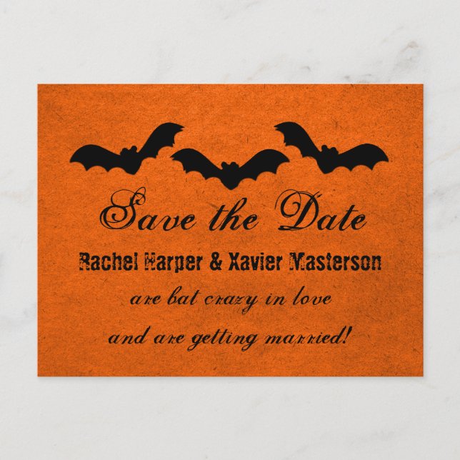 Postale Faire-part Trio de chauves-souris Halloween Carte de sauvegar (Devant)