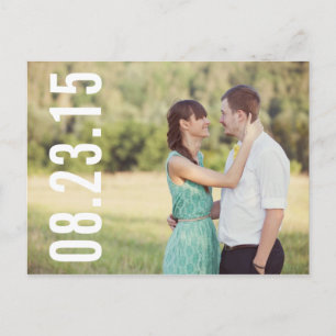 POSTALE FAIRE-PART TYPOGRAPHIE BOLD   PHOTO ENREGISTRER LA DATE CARTE