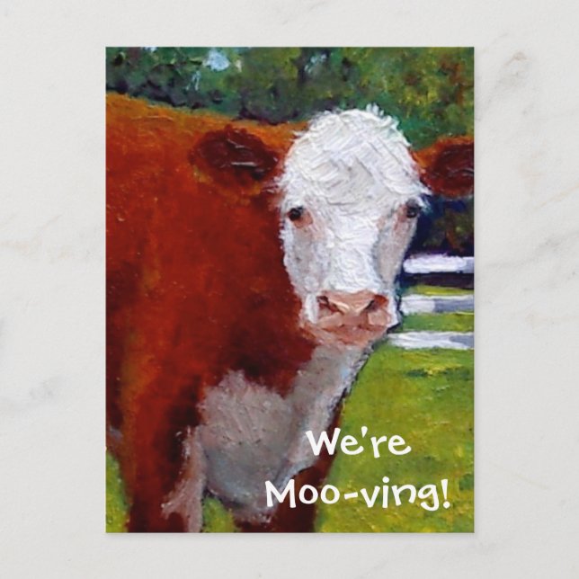 POSTALE FAIRE-PART VACHE : ON DÉPLACE LA CARTE (Devant)