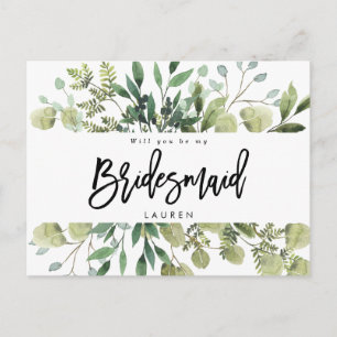 Postale Faire-part verdure feuillage serez-vous ma carte mère