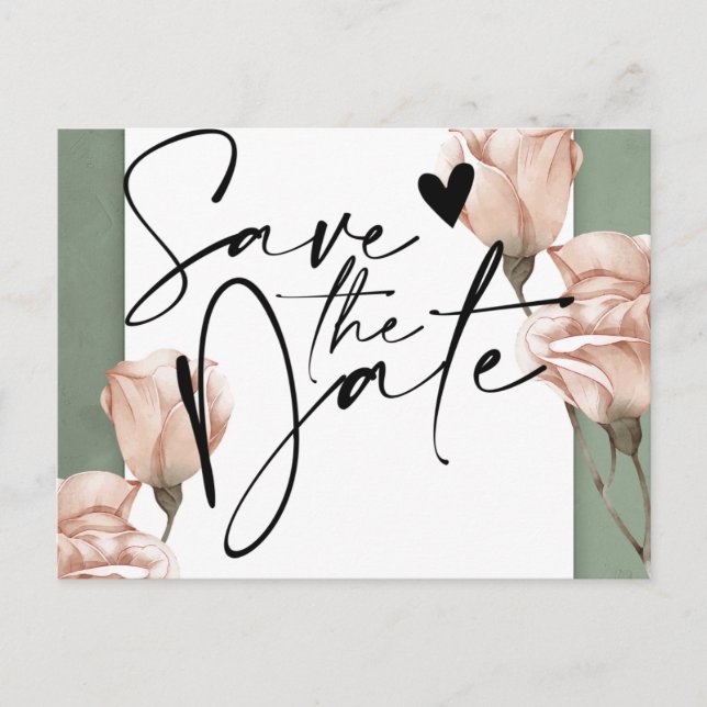 Postale Faire-part vert tendance Enregistrer la date Annonce Carte po (Devant)