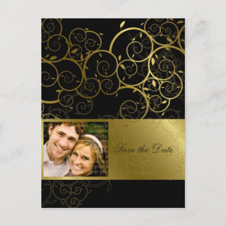 Postale Faire-part Vin Spiral Or Ornemental Enregistrer La Date Carte