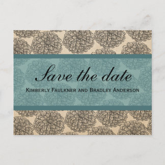 Postale Faire-part Vintage Zinnia Enregistrer la date Carte postale,