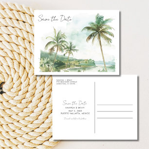 Postale Faire-part Watercolor Beach Wedding Enregistrer la date Carte