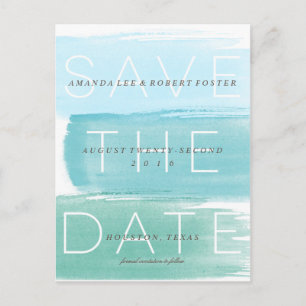 Postale Faire-part Watercolor Ombre Stripes Enregistrer la date Carte