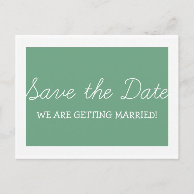 Postale Faire-part Whimsy Enregistrer la date carte postale, vert (Devant)