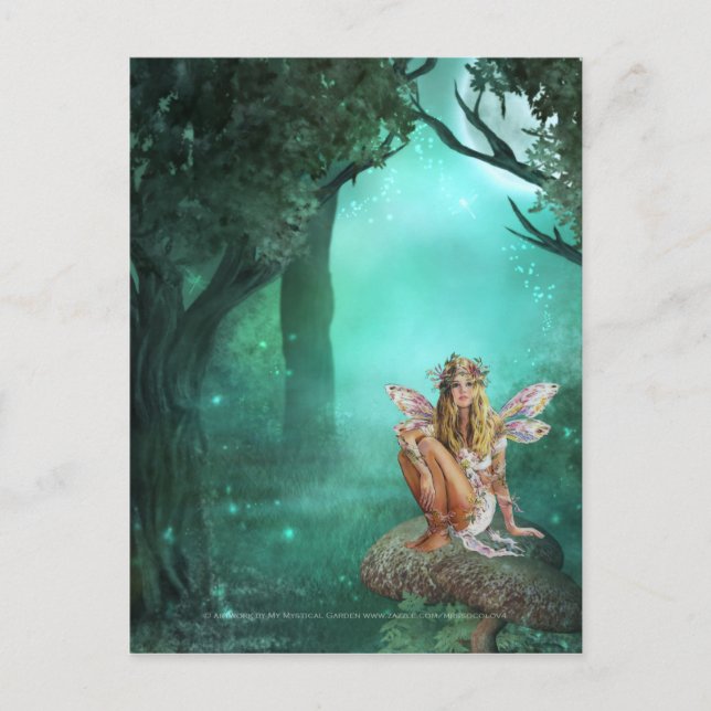 Postale Fairy assis sur une patte de champignon Carte post (Devant)