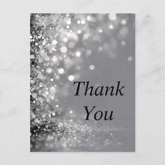 Postale Falling Silver Confetti on Grey Carte de remerciem (Devant)