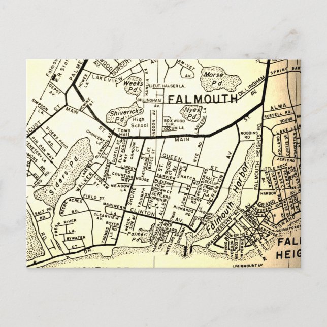 Postale Falmouth, MA Carte Vintage (Devant)