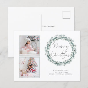 Postale Famille 2 Photo couronne Turquoise Joyeuse carte d