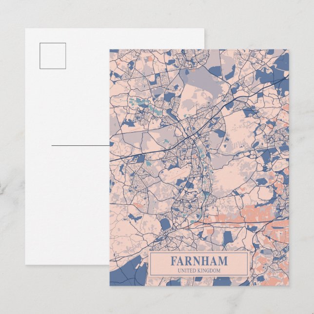 Postale Farnham Royaume-Uni Carte de la ville venteuse Voy (Devant / Derrière)