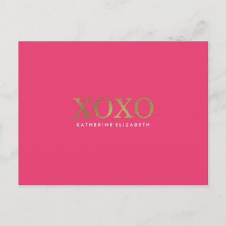 Postale Faux Gold Foil sur Carte de remerciements XOXO ros