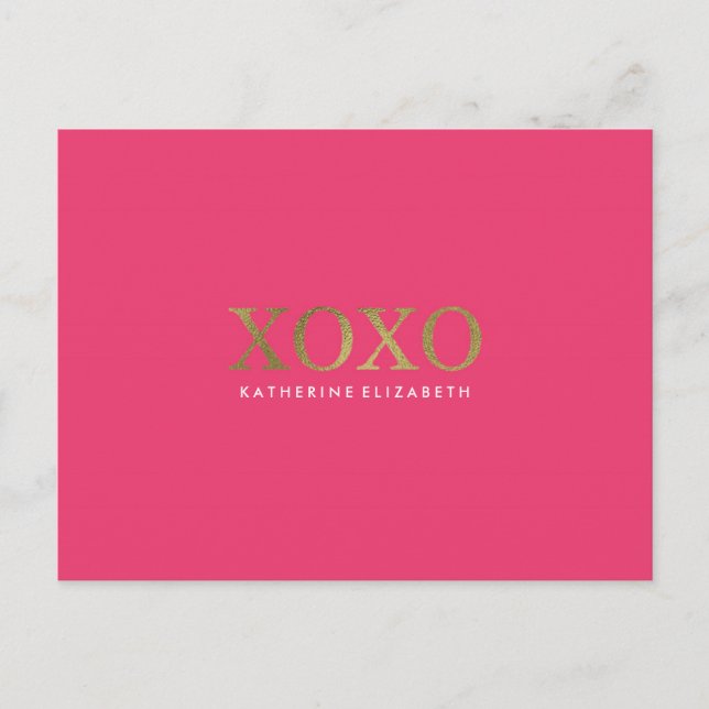 Postale Faux Gold Foil sur Carte de remerciements XOXO ros (Devant)