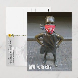 Postale Fearless Girl avec masque brodé, NYC - Carte posta