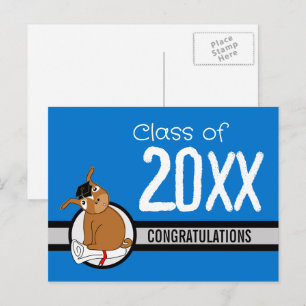 Postale Félicitations Carte de fin d'études Chien Bleu 