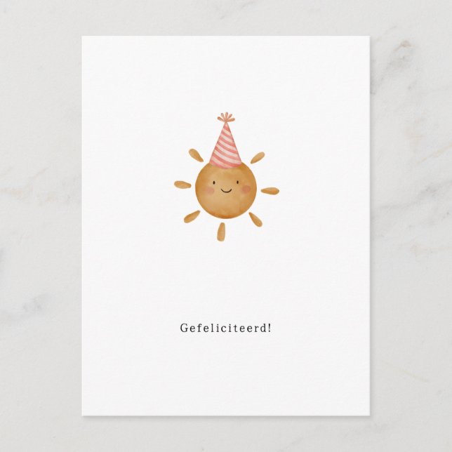 Postale Félicitations Carte Jarig Zon Kaart (Devant)