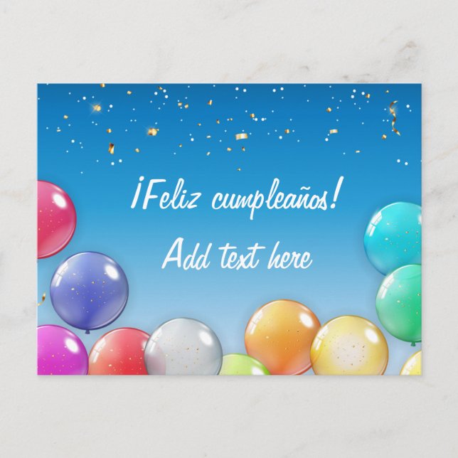 Postale ¡Feliz cumpleaños ! Carte d'anniversaire espagnole (Devant)