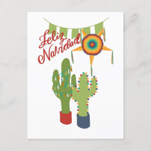 Postale Feliz Navidad carte de vacances avec cactus décoré