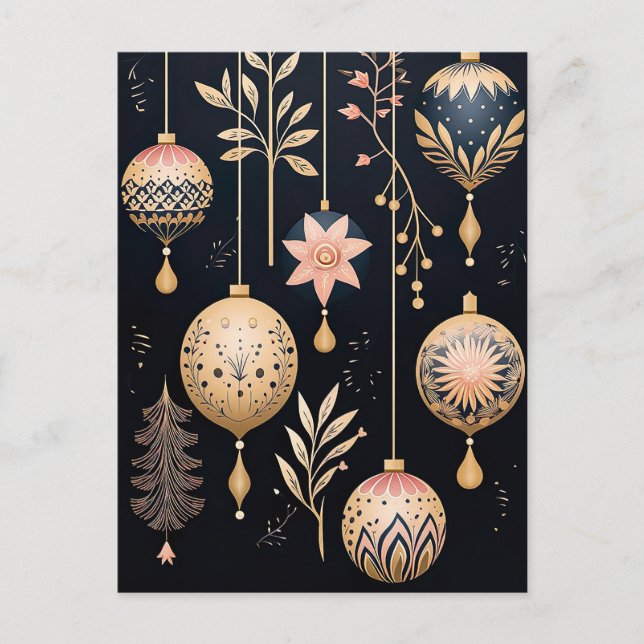 Postale Festive Baubles Carte de voeux de Noël (Devant)