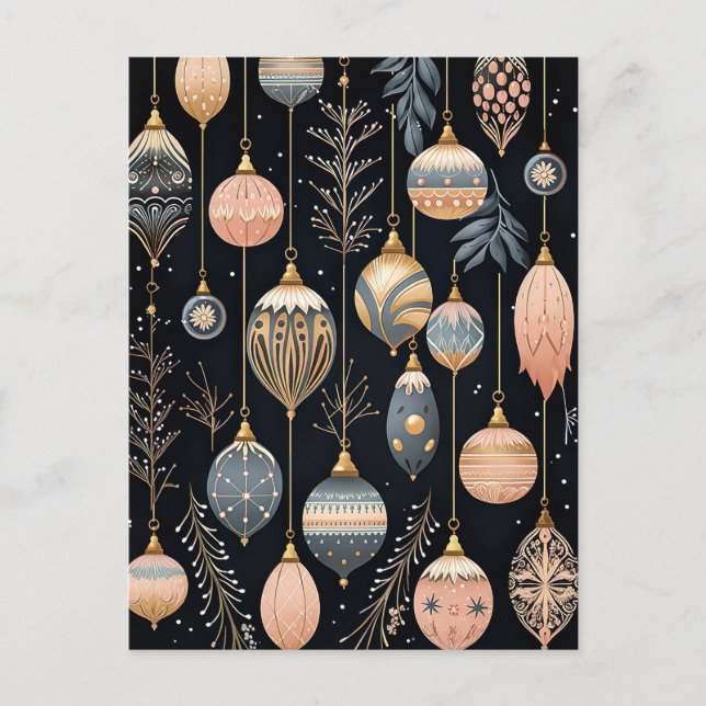 Postale Festive Baubles Carte de voeux de Noël (Devant)