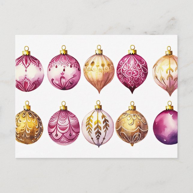 Postale Festive Baubles Carte de voeux de Noël (Devant)