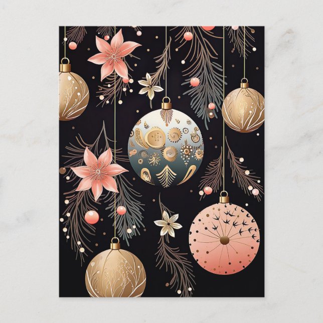 Postale Festive Baubles Carte de voeux de Noël (Devant)