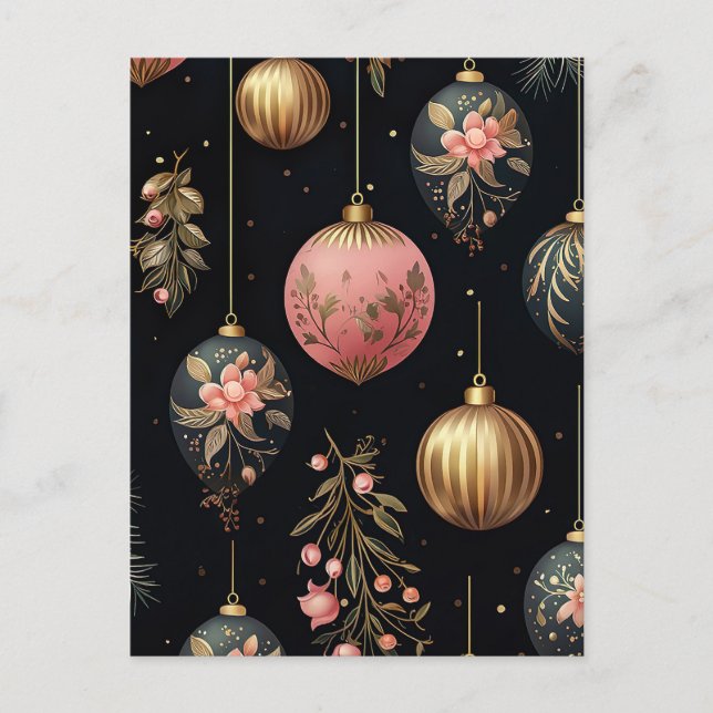 Postale Festive Baubles Carte de voeux de Noël (Devant)