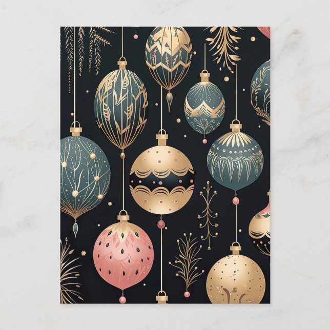 Postale Festive Baubles Carte de voeux de Noël (Devant)