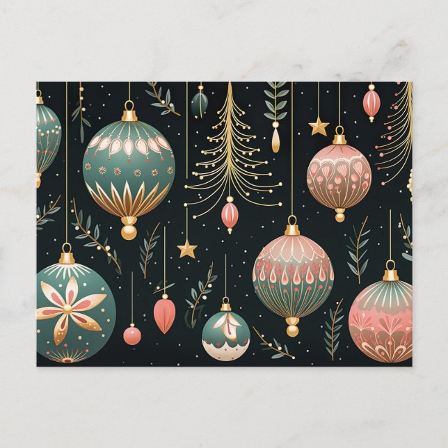 Postale Festive Baubles Carte de voeux de Noël (Devant)