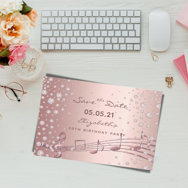 Postale Fête d'anniversaire rose gold glamour, carte à con (Créateur téléchargé)