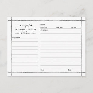 Postale Fête des mariées carte de recette, cadre argent si