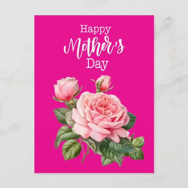 Postale Fête des mères avec carte rose (Devant)