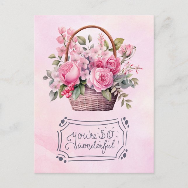 Postale Fête des mères avec carte rose (Devant)