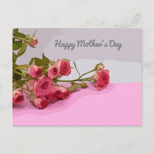 Postale Fête des mères avec carte rose