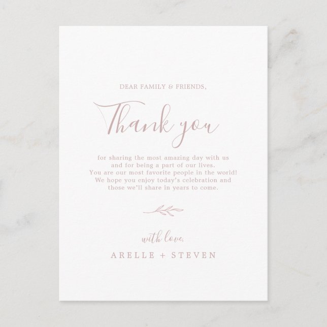 Postale Feuille minimale | Carte de réception en Merci ros (Devant)