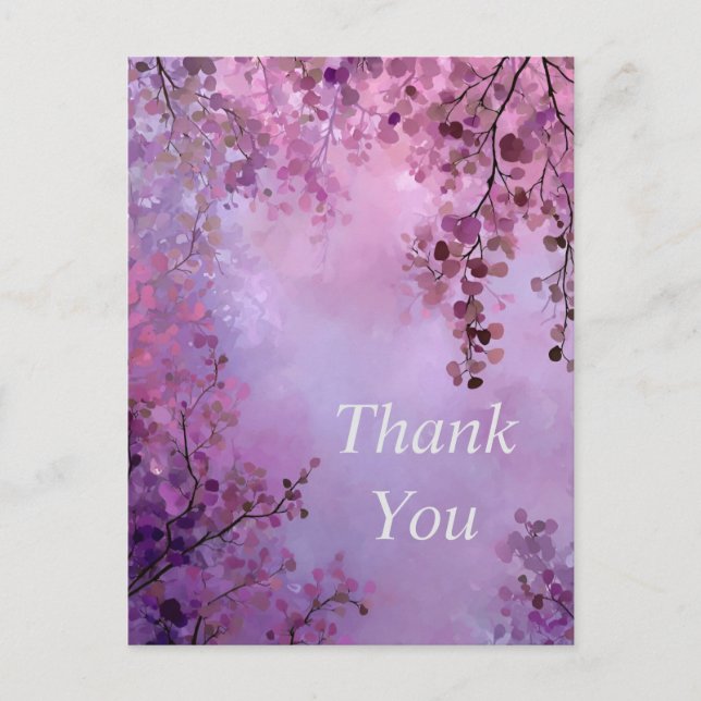 Postale Feuilles rose et violet clair violet Carte de reme (Devant)