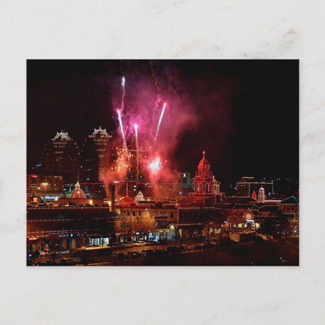 Postale Feux d'artifice sur Kansas City Plaza Lights Carte (Devant)