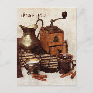 Postale Fèves de café et vieux moulin à café carte de reme
