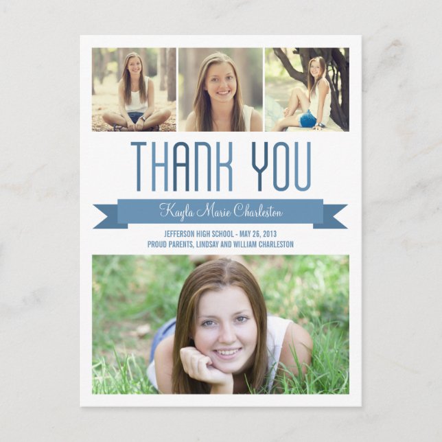 Postale Fier Banner Carte de remerciements de graduation (Devant)