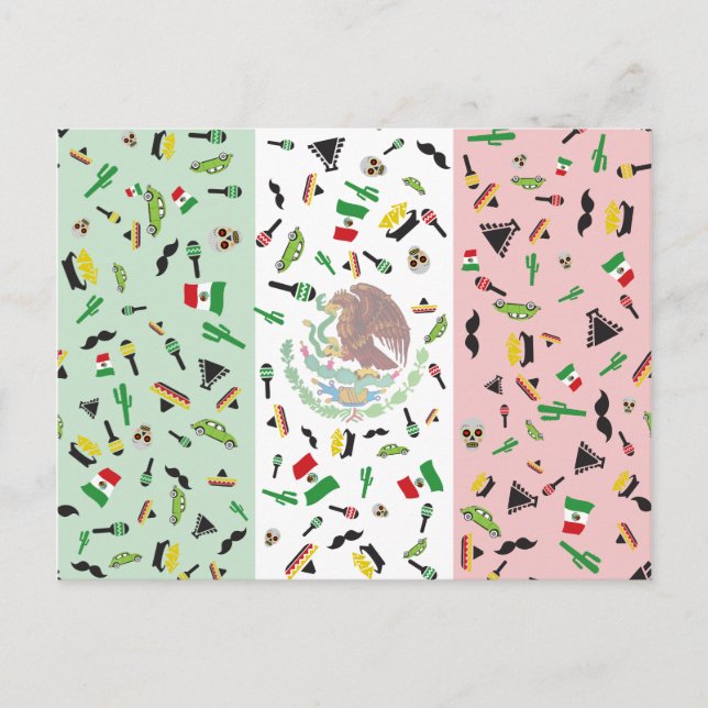 Postale Fiesta mexicaine - Drapeau du Mexique Carte postal (Devant)