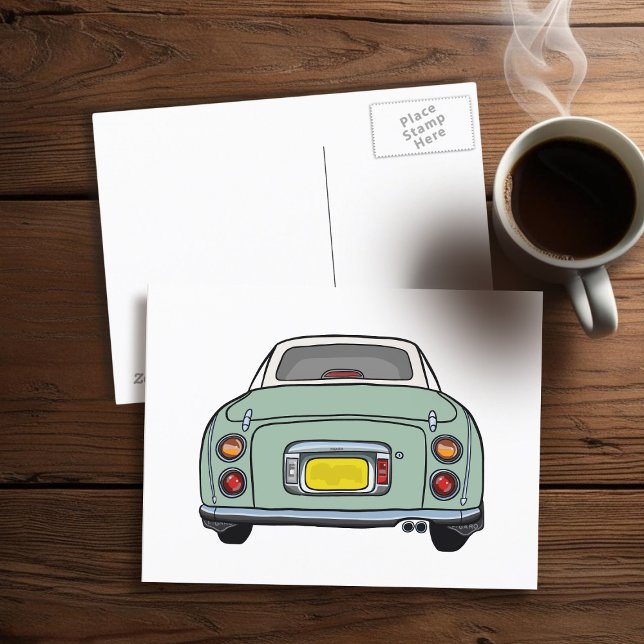Postale Figarines jolie Emerald Green Figaro Voiture Carte (A fun green figgy postcard to send to your car (or your friends))