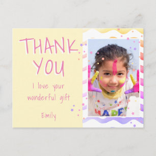 Postale Fille de photo de Yellow Kids Carte d'anniversaire